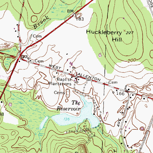 Topographic Map of Baptist Plantations, RI