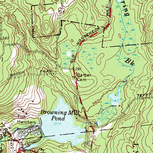 Topographic Map of Barber Cemetery, RI