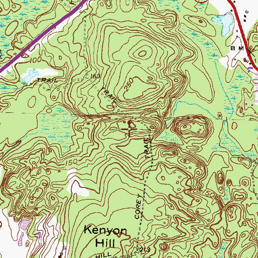 Topographic Map of Boulder HIlls Country Club, RI
