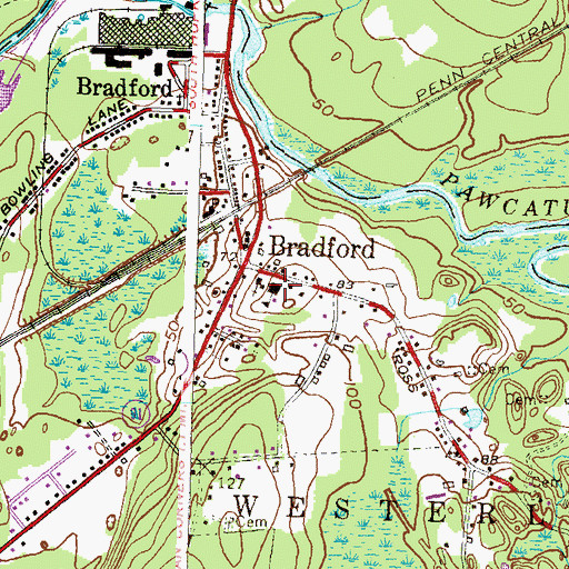 Topographic Map of Bradford School, RI