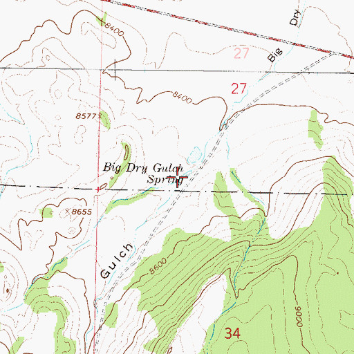 Topographic Map of Big Dry Gulch Spring, CO