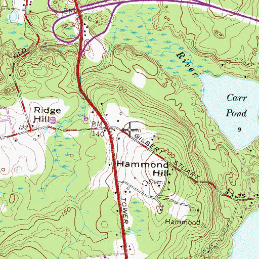 Topographic Map of Burlingame Cemetery, RI