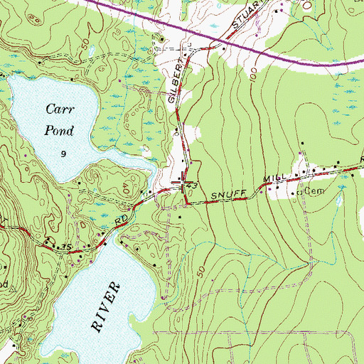 Topographic Map of Burlingame Cemetery, RI