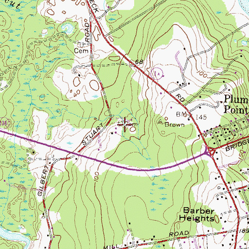 Topographic Map of Caleb Allen Cemetery, RI