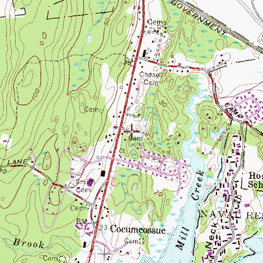 Topographic Map of Nathaniel Carpenter Cemetery, RI