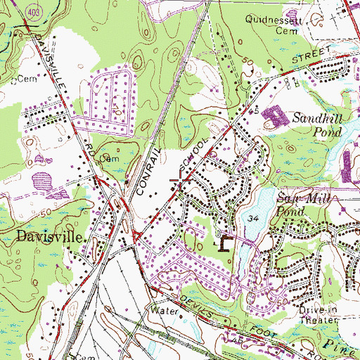 Topographic Map of Chadsey - Gardiner Cemetery, RI