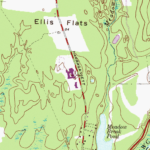 Topographic Map of Chariho Regional High School, RI