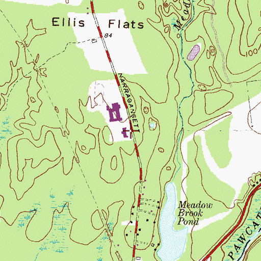 Topographic Map of Chariho Regional Middle School, RI
