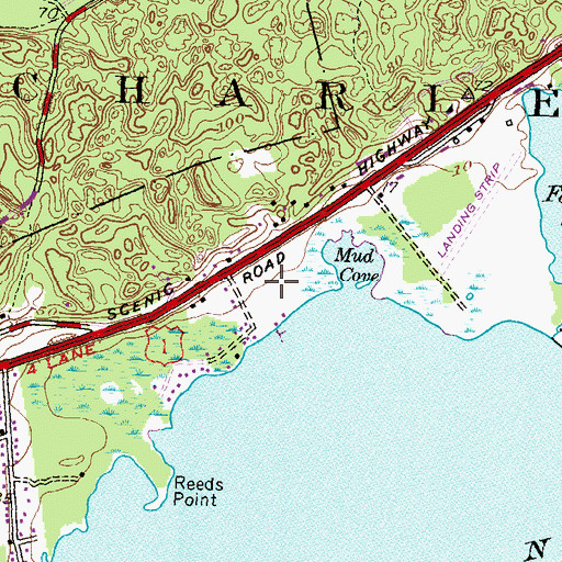 Topographic Map of Charlestown Driving Range, RI