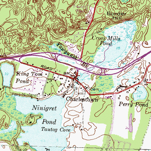 Topographic Map of Charlestown Historical Society Building, RI