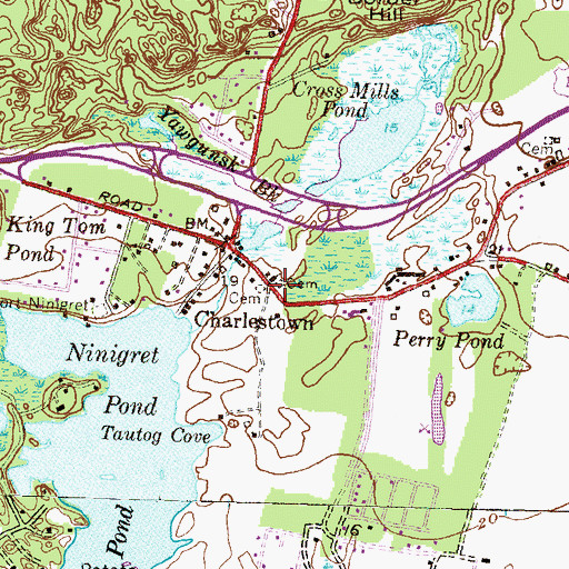 Topographic Map of Charlestown Indian Burial Ground, RI
