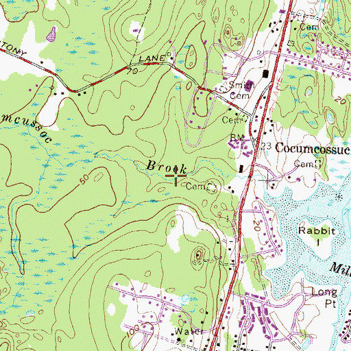 Topographic Map of Cocumscussoc State Park, RI