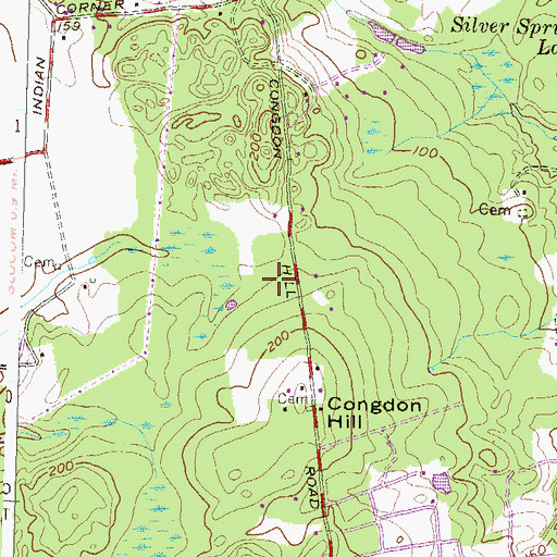 Topographic Map of Congdon - Gardiner Cemetery, RI