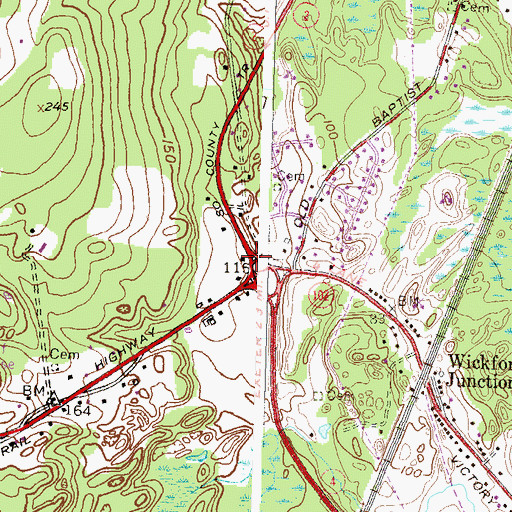 Topographic Map of Cranstons Corner (historical), RI