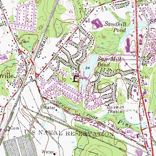 Topographic Map of Davisville Elementary School, RI