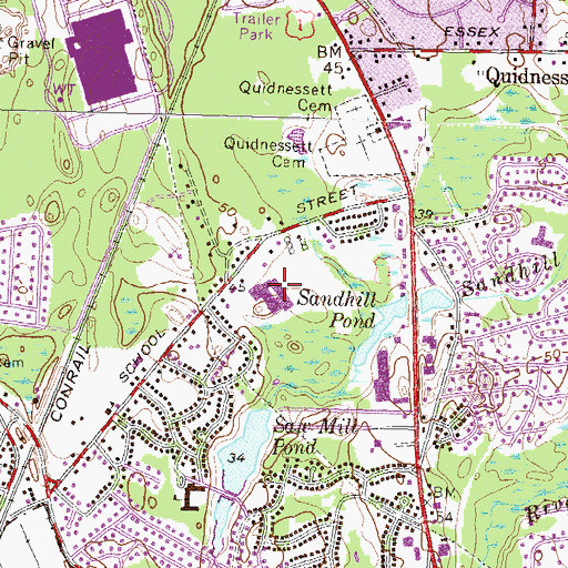 Topographic Map of Davisville Middle School, RI