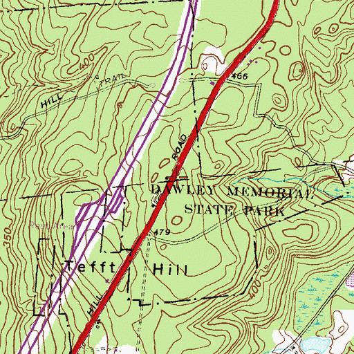 Topographic Map of Dawley Memorial State Park, RI