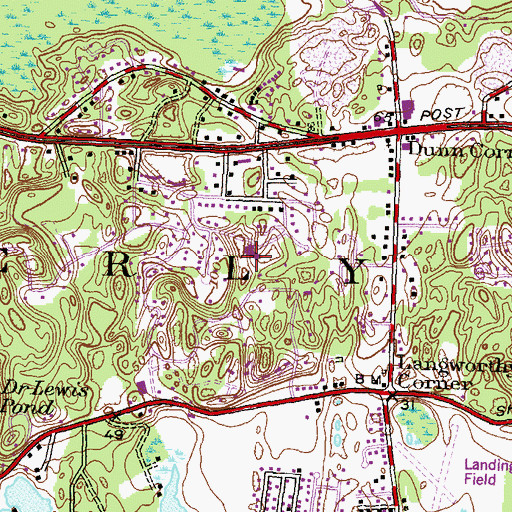 Topographic Map of Dunns Corner School, RI
