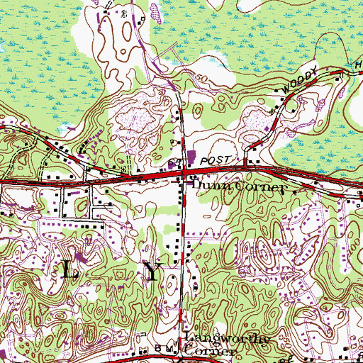Topographic Map of Dunns Corners Community Church, RI