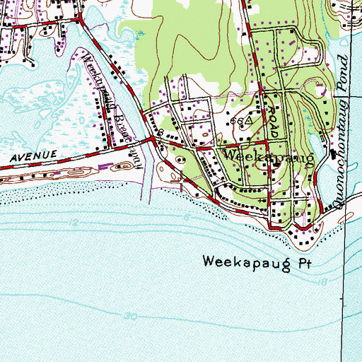 Topographic Map of Fenway Beach, RI