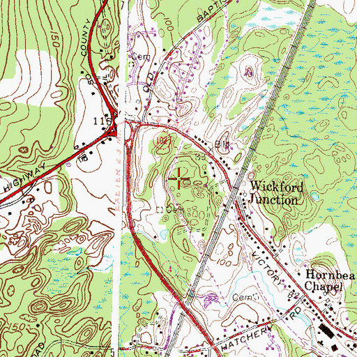 Topographic Map of Fiddlesticks Recreational Sports Facility, RI