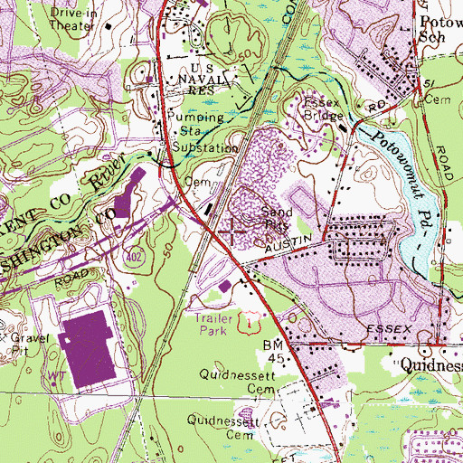 Topographic Map of Fones - Brown Cemetery, RI