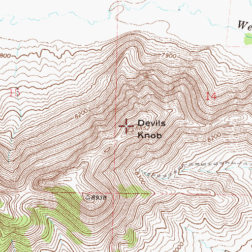 Topographic Map of Devils Knob, CO