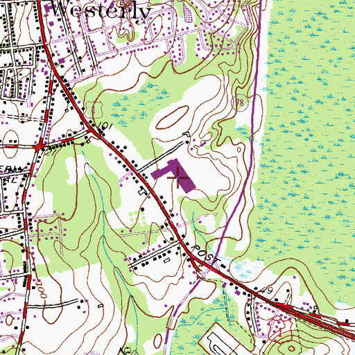 Topographic Map of Franklin Shopping Plaza Shopping Center, RI
