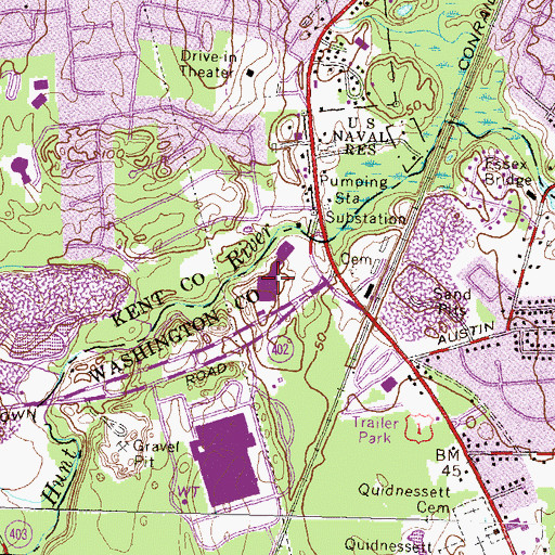 Topographic Map of Frenchtown Plaza Shopping Center, RI