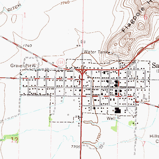 Topographic Map of Saguache, CO