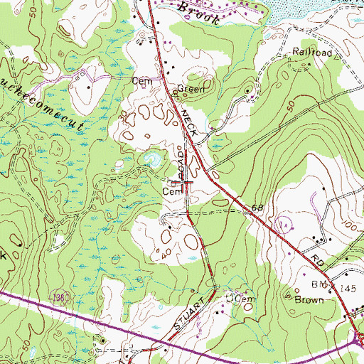 Topographic Map of Gardiner Cemetery, RI