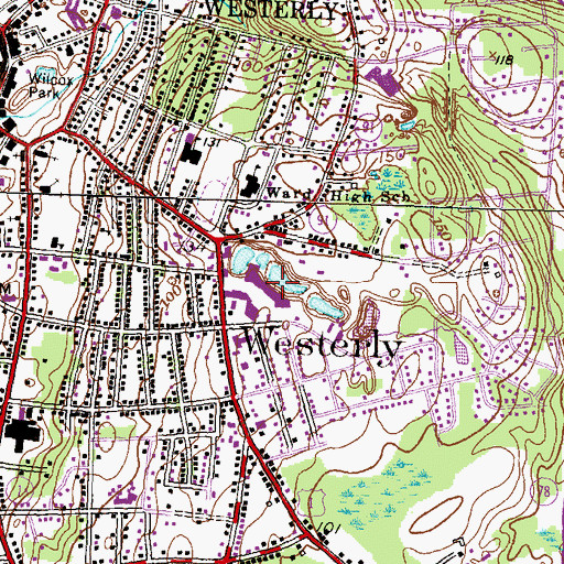 Topographic Map of Granite Hills Shopping Center, RI