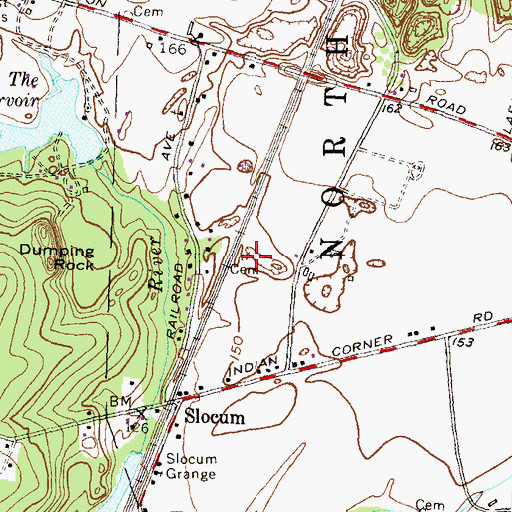 Topographic Map of Greene Cemetery, RI