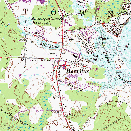 Topographic Map of Hamilton Elementary School, RI