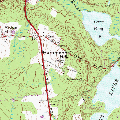 Topographic Map of Joseph Hammond Lot, RI
