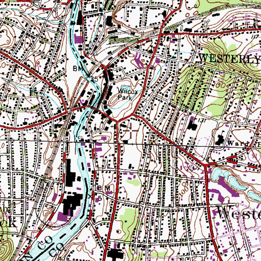 Topographic Map of Harvest Chapel, RI