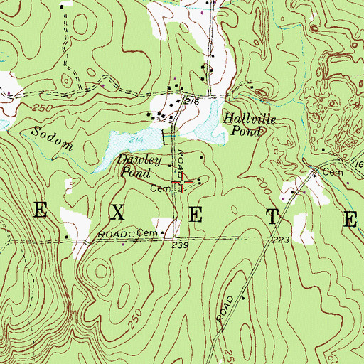 Topographic Map of Hathaway Cemetery, RI