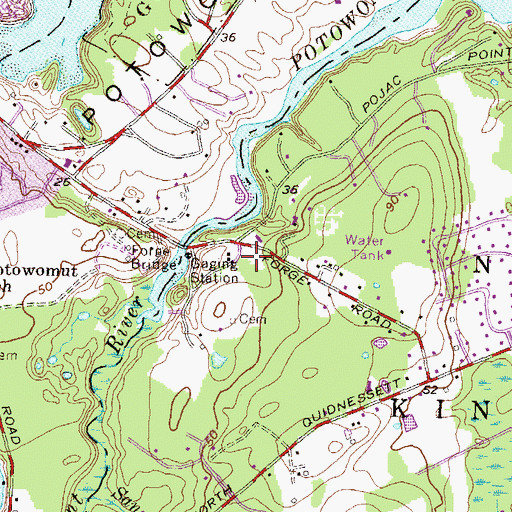 Topographic Map of Hill Cemetery, RI