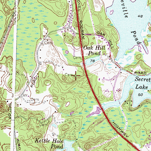 Topographic Map of Himes Cemetery, RI