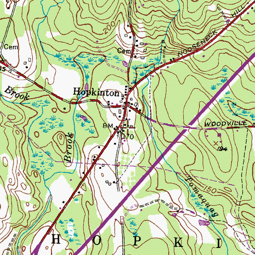 Topographic Map of Hopkinton Town Hall, RI