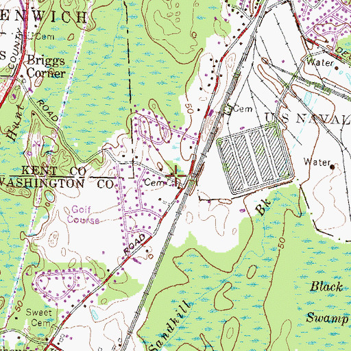 Topographic Map of Hunt - Hall Cemetery, RI