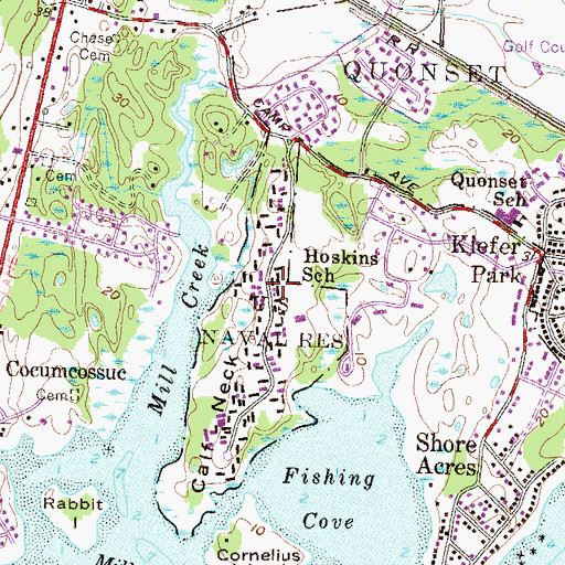 Topographic Map of Hoskins School, RI