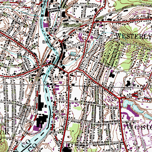 Topographic Map of Immaculate Conception Church, RI