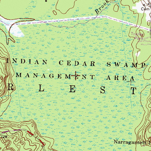 Topographic Map of Indian Cedar Swamp, RI