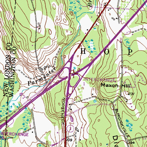 Topographic Map of Interchange 1, RI