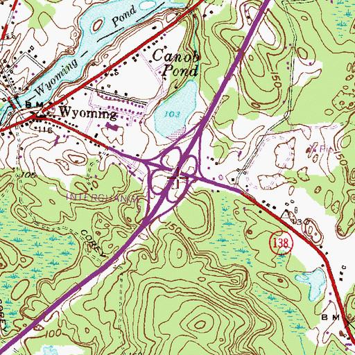 Topographic Map of Interchange 3, RI