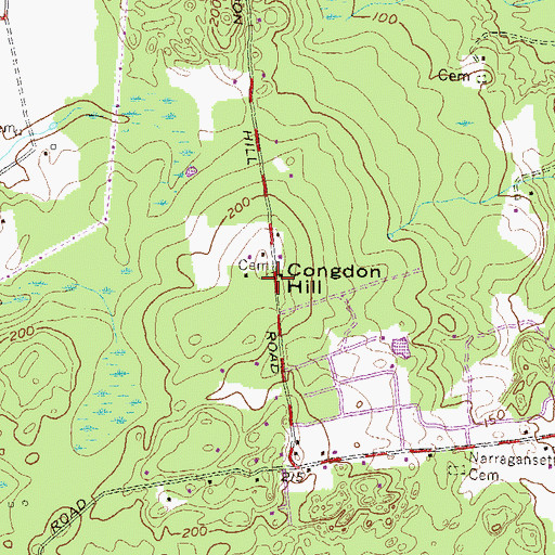 Topographic Map of John Gardiner Cemetery, RI