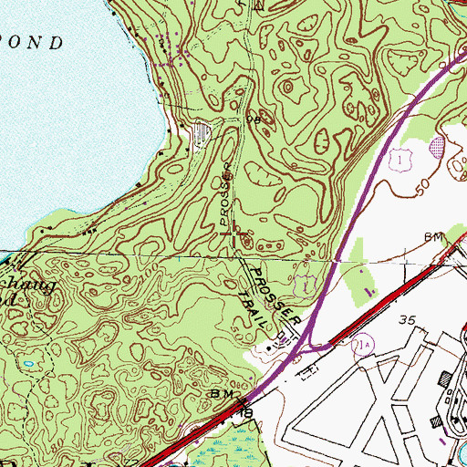 Topographic Map of Kimball Wildlife Refuge, RI