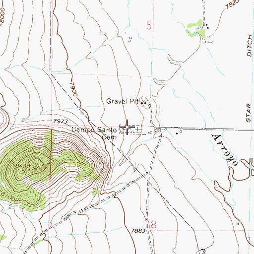 Topographic Map of Campo Santo Cemetery, CO
