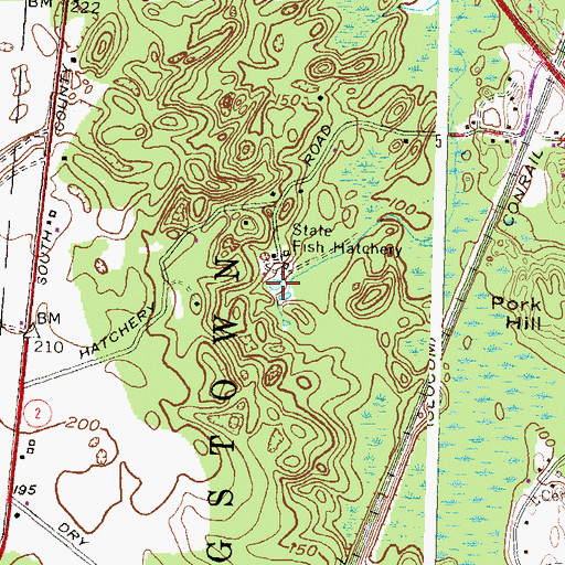 Topographic Map of Lafayette State Trout Hatchery, RI